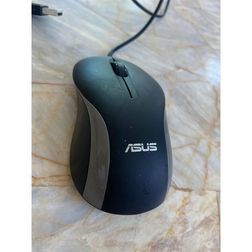 ASUS MOEWUO Wired Optical USB Mouse Black Grey 3 Button Scroll Wheel